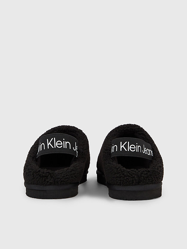 black/bright white slippers in imitatie shearling voor dames - calvin klein jeans