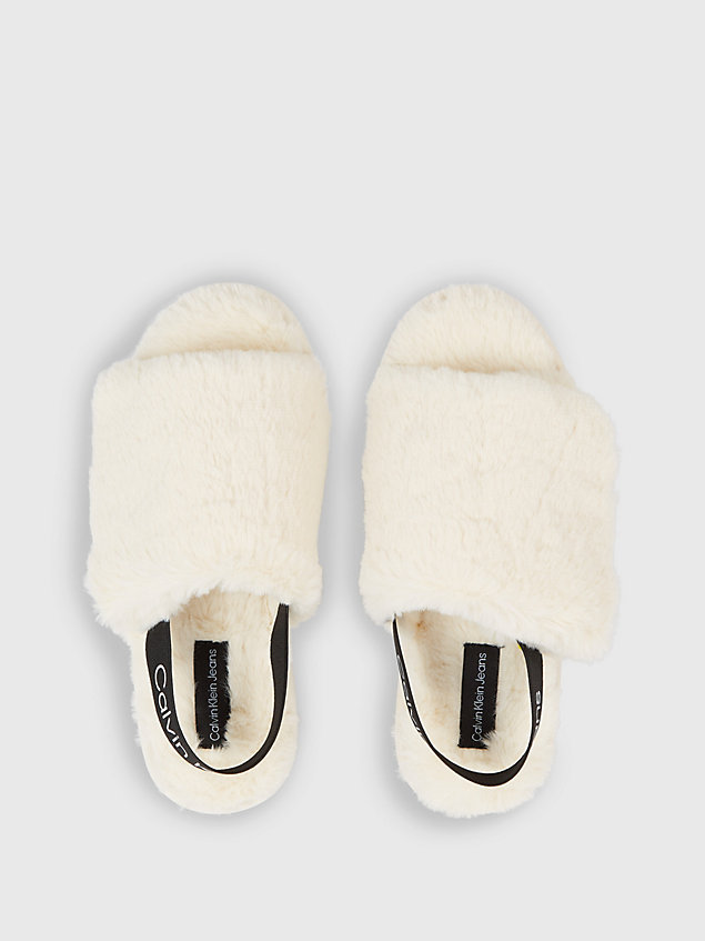 white slippers in imitatiebont voor dames - calvin klein jeans