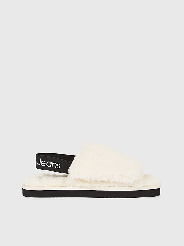 white slippers in imitatiebont voor dames - calvin klein jeans