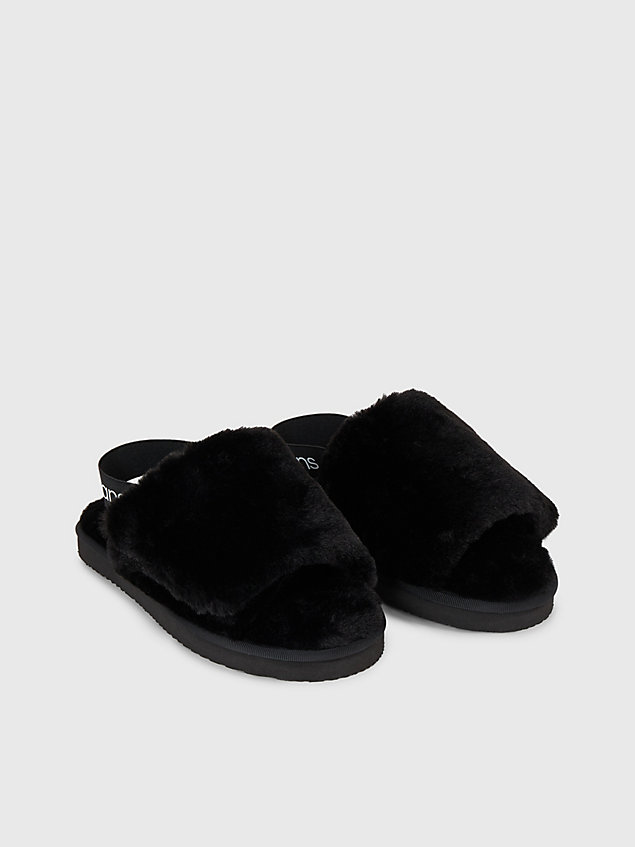 slippers de piel sintética black de mujer calvin klein jeans