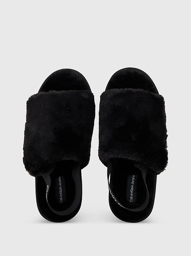 slippers de piel sintética black de mujer calvin klein jeans