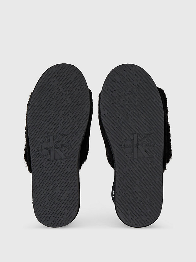 black slippers in imitatiebont voor dames - calvin klein jeans
