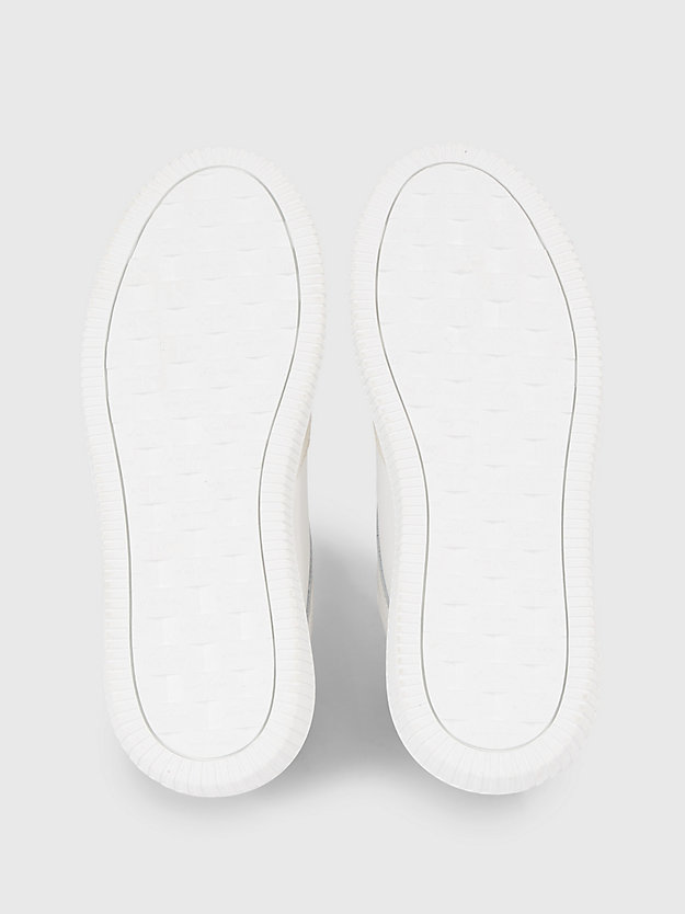 baskets en cuir bright white/creamy white/black pour femmes calvin klein jeans