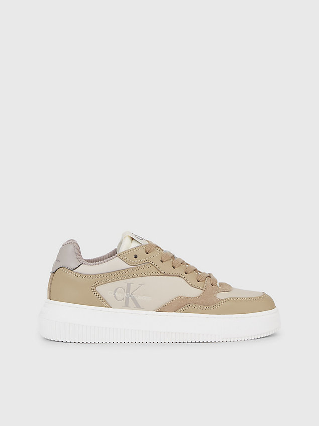 beige leather trainers for women calvin klein jeans