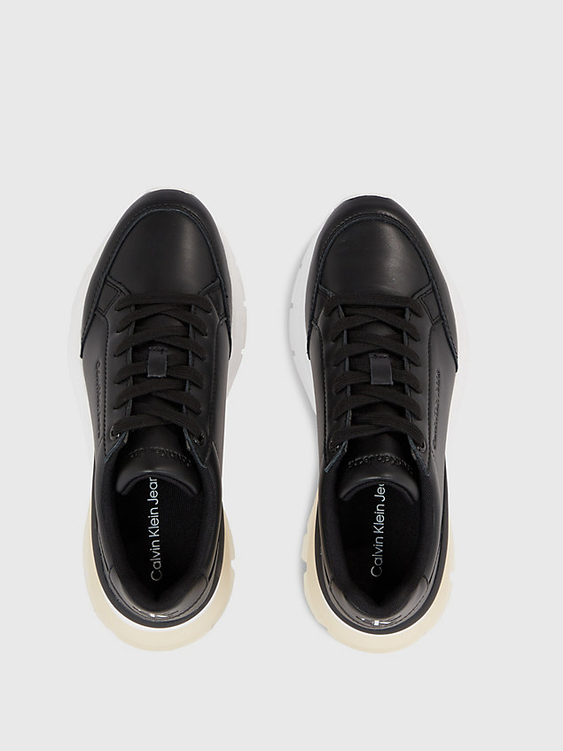 black skórzane buty na koturnie dla kobiety - calvin klein jeans