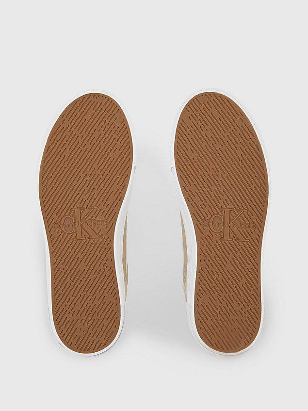 baskets compensées en cuir beige pour femmes calvin klein jeans