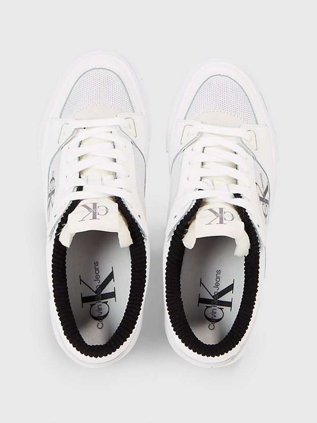 bright white/black skórzane buty sportowe na platformie dla kobiety - calvin klein jeans