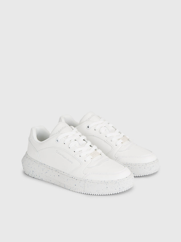white faux leather trainers for women calvin klein jeans