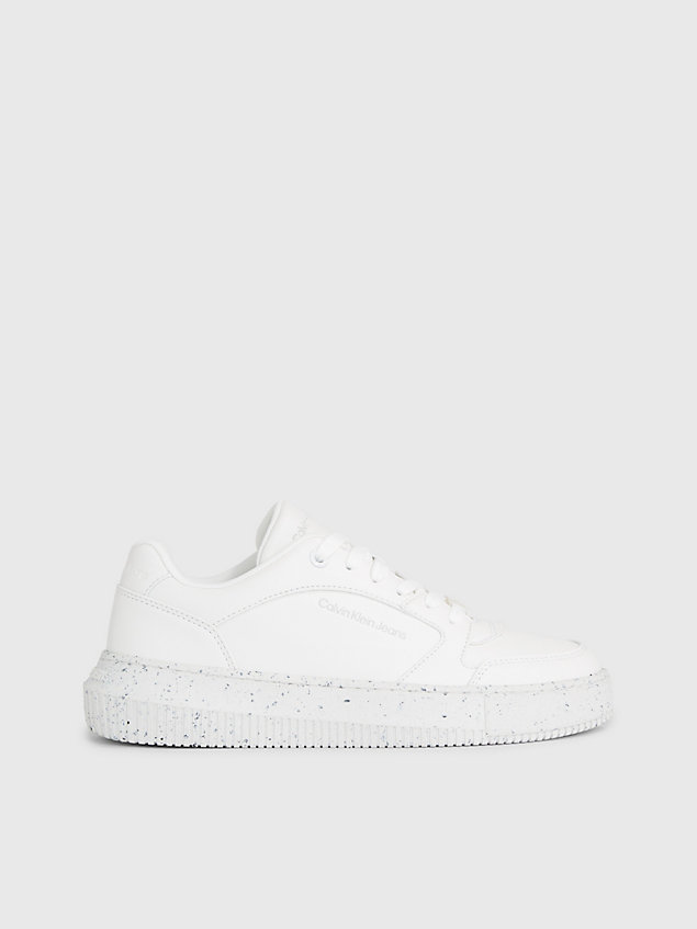 white faux leather trainers for women calvin klein jeans