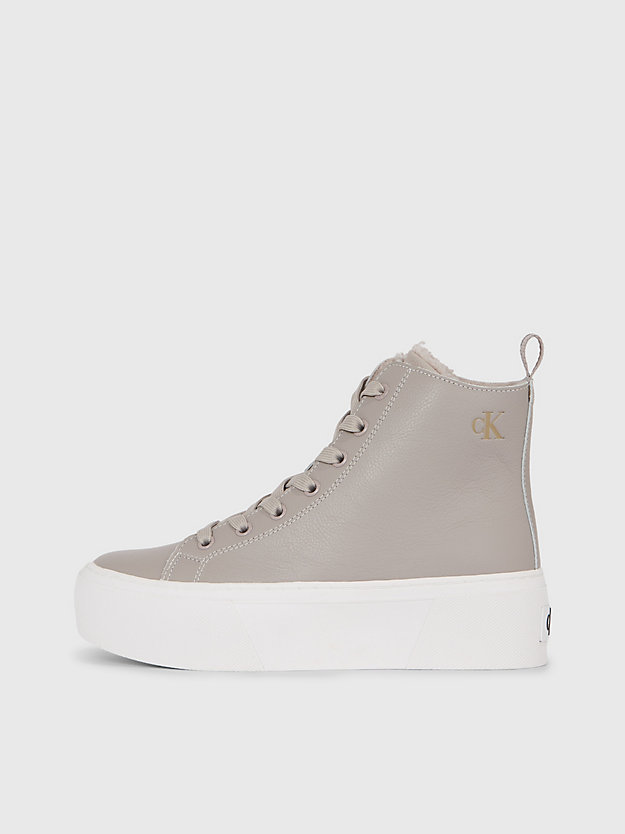 porpoise leather platform high-top trainers for women calvin klein jeans