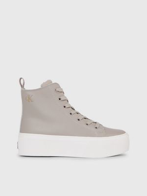 Leather Platform High Top Trainers Calvin Klein YW0YW01180PQ1