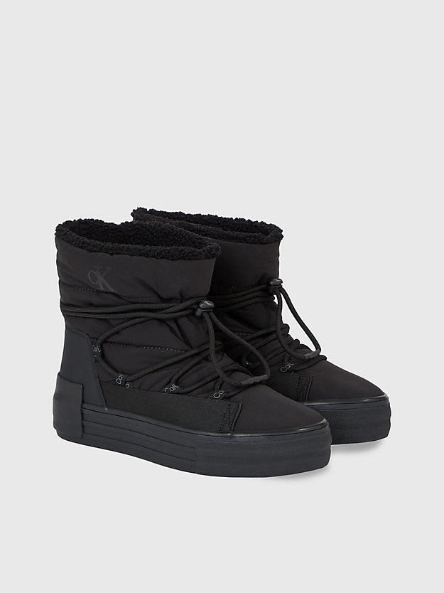 triple black quilted platform snow boots for women calvin klein jeans