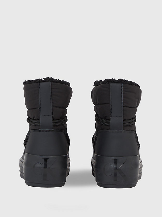 triple black quilted platform snow boots for women calvin klein jeans