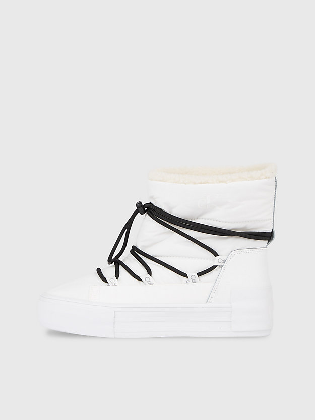 bright white/black quilted platform snow boots for women calvin klein jeans