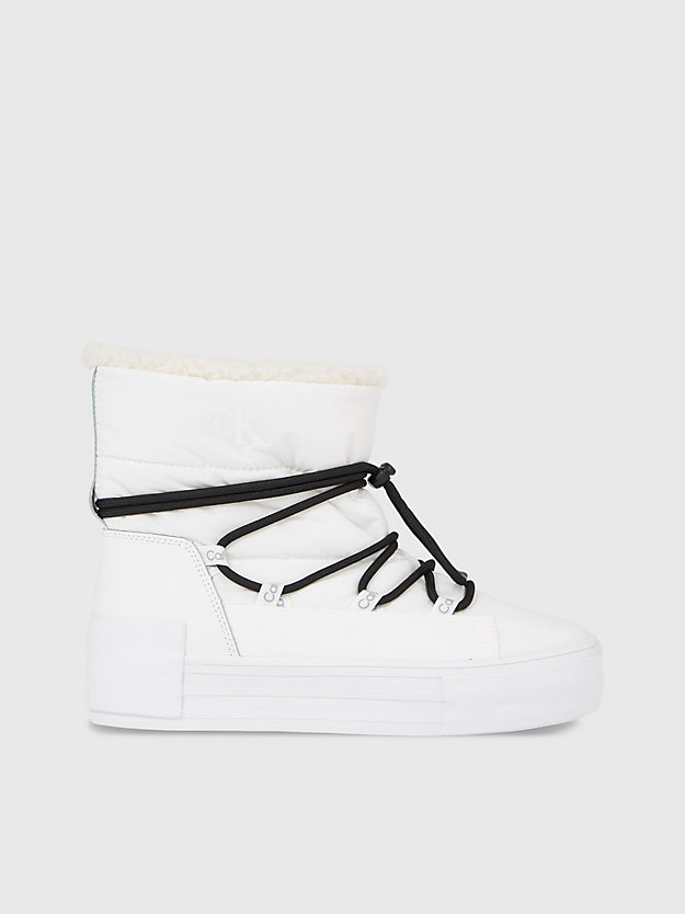 bright white/black quilted platform snow boots for women calvin klein jeans