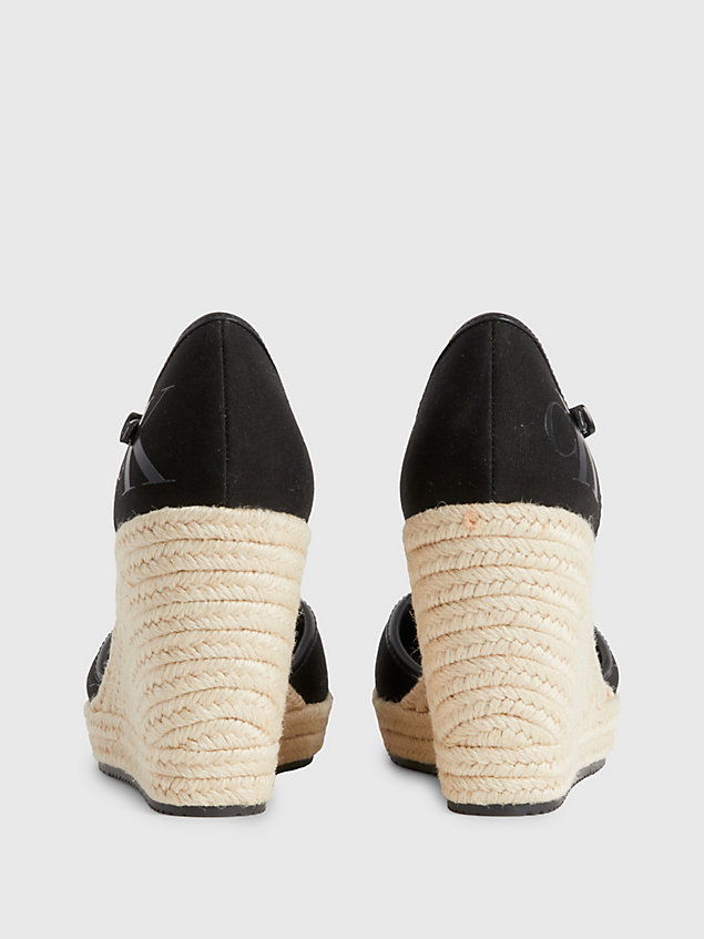 black gerecyclede espadrille sandalen met sleehak voor dames - calvin klein jeans