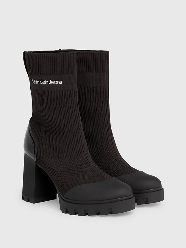 triple black knit platform boots for women calvin klein jeans