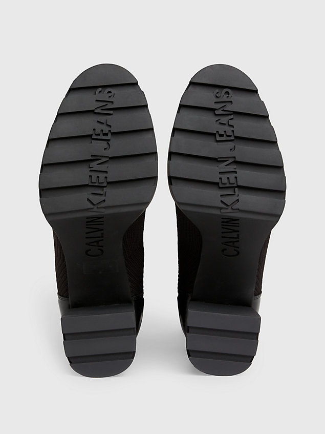 black dzianinowe buty za kostkę na platformie dla kobiety - calvin klein jeans