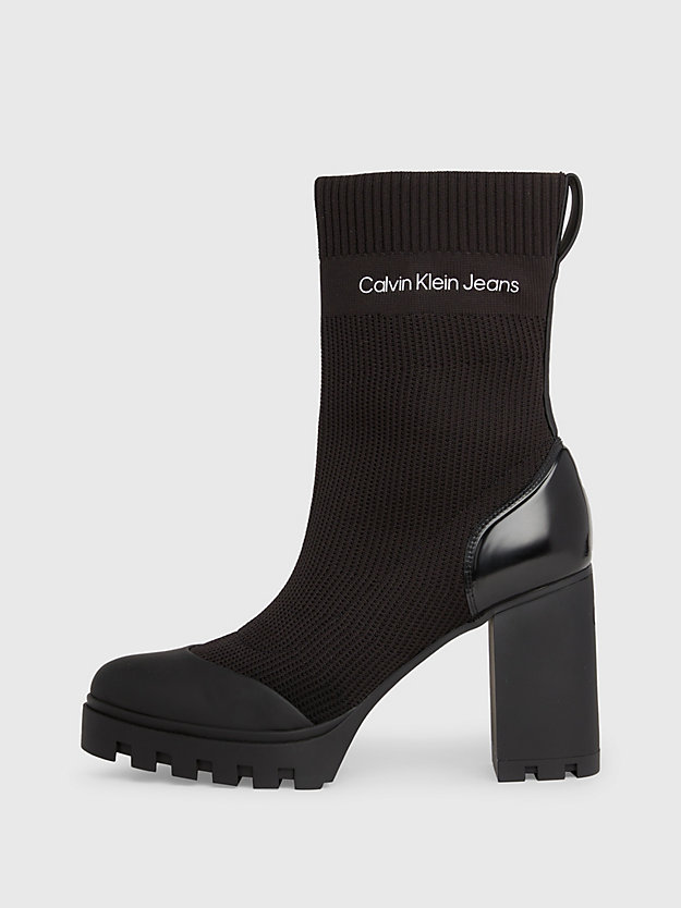 triple black dzianinowe buty za kostkę na platformie dla kobiety - calvin klein jeans