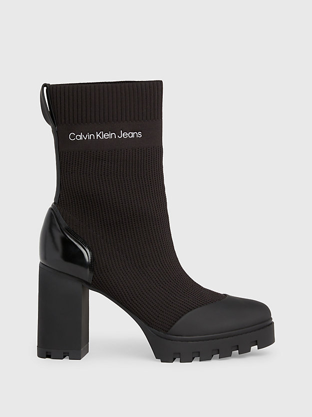 triple black knit platform boots for women calvin klein jeans