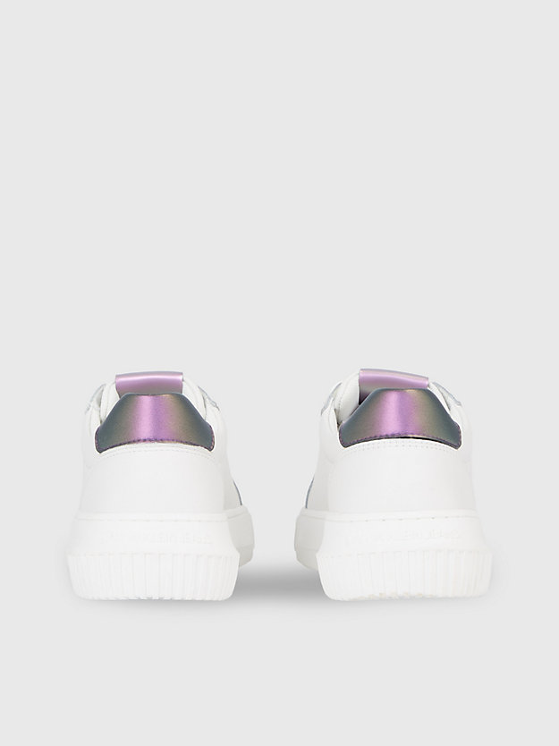 bright white/amethyst leather trainers for women calvin klein jeans