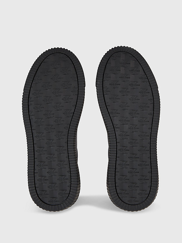 black/amethyst skórzane tenisówki dla kobiety - calvin klein jeans