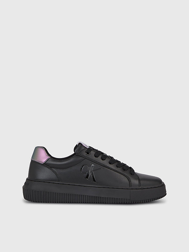 black/amethyst leather trainers for women calvin klein jeans