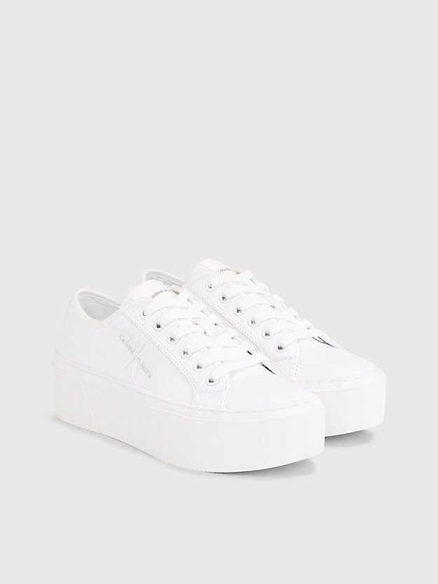 bright white recycled canvas platform trainers for women calvin klein jeans