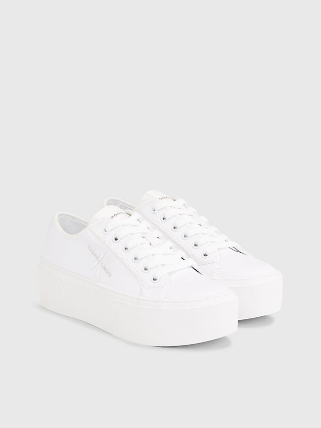 white recycled canvas platform trainers for women calvin klein jeans