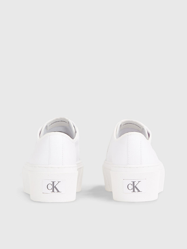 white buty sportowe na platformie z przetworzonego materiału płóciennego dla kobiety - calvin klein jeans