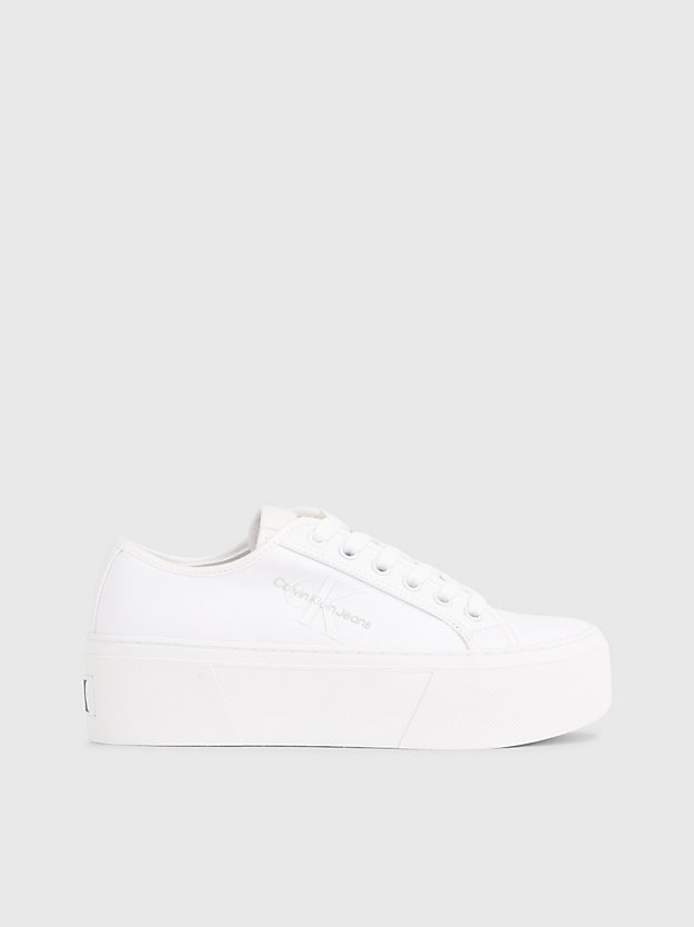 bright white recycled canvas platform trainers for women calvin klein jeans