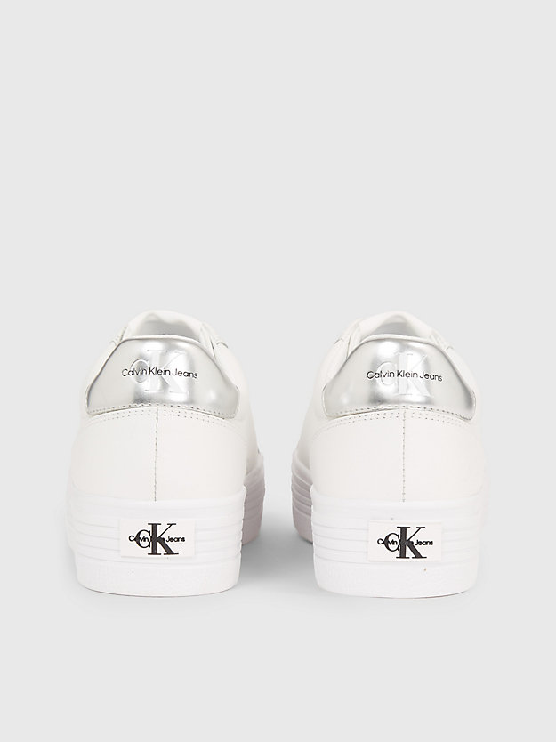 WHITE/SILVER Sneaker in pelle con platform da donna CALVIN KLEIN JEANS