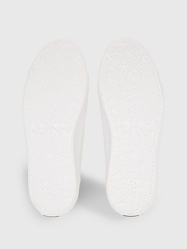 white/silver skórzane buty sportowe na platformie dla kobiety - calvin klein jeans