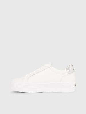 WHITE/SILVER Baskets compensées en cuir for femmes CALVIN KLEIN JEANS