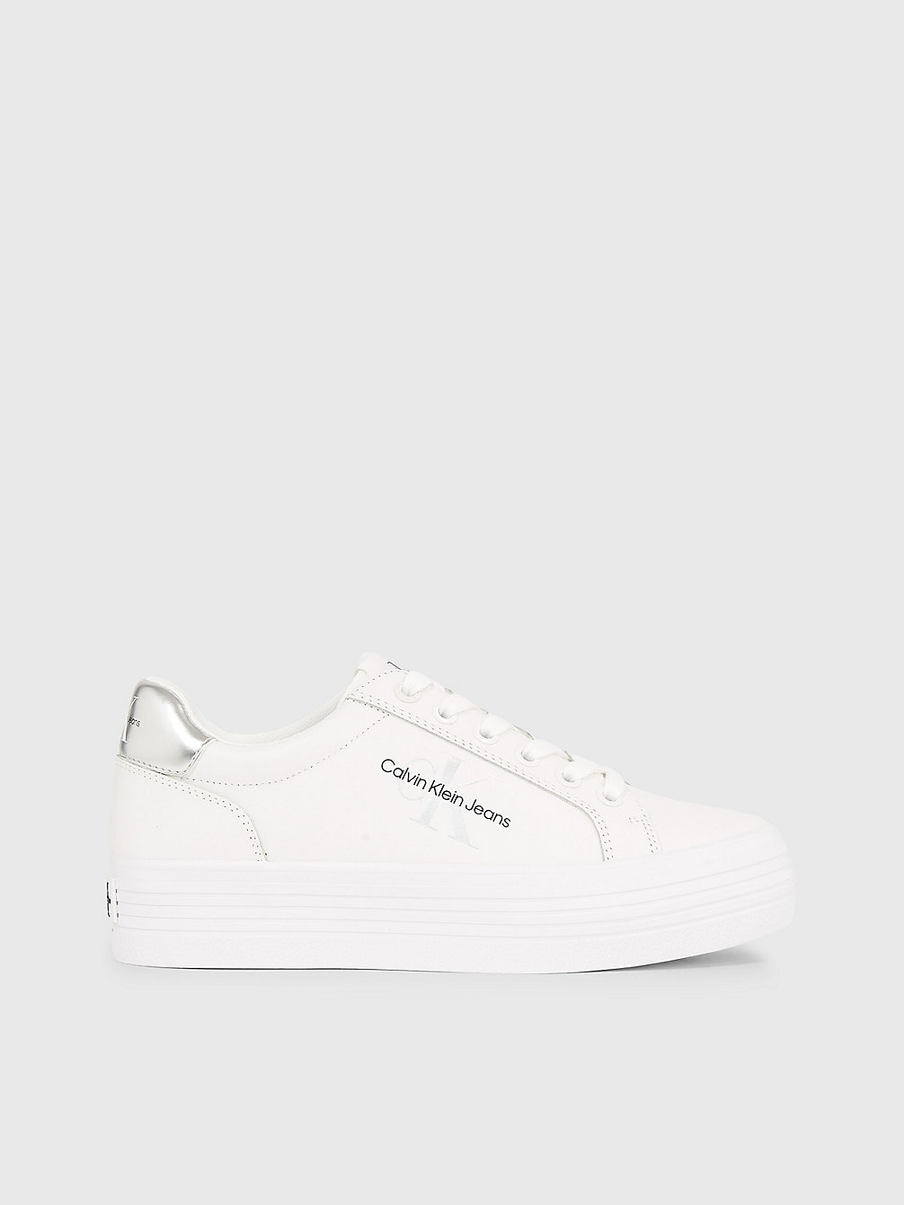 WHITE/SILVER Plateau-Sneakers Aus Leder undefined Damen Calvin Klein