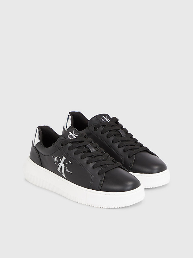 BLACK/SILVER Leather Trainers for women CALVIN KLEIN JEANS