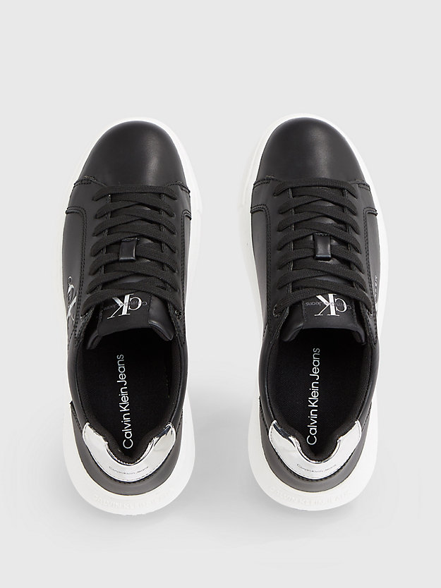 BLACK/SILVER Leather Trainers for women CALVIN KLEIN JEANS