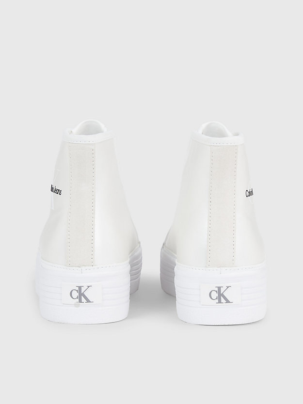 bright white/creamy white recycled platform high-top trainers for women calvin klein jeans