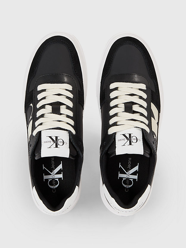 sneaker in camoscio platform black/bright white/creamy white da donna calvin klein jeans