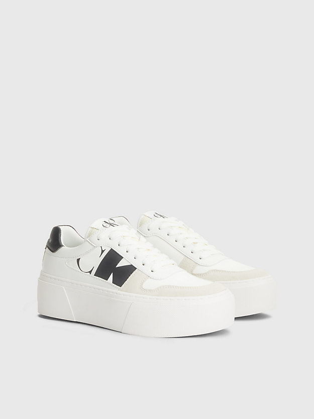 sneaker in camoscio platform bright white/black/creamy white da donna calvin klein jeans