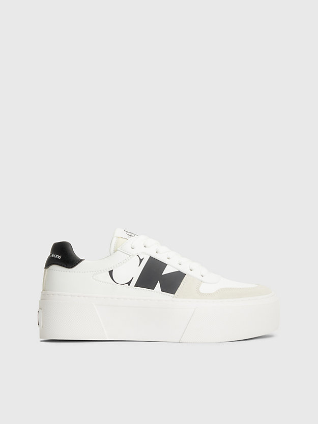 sneaker in camoscio platform bright white/black/creamy white da donna calvin klein jeans