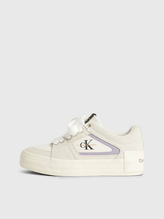EGGSHELL/CREAMY WHITE Sneaker in camoscio con platform da donna CALVIN KLEIN JEANS