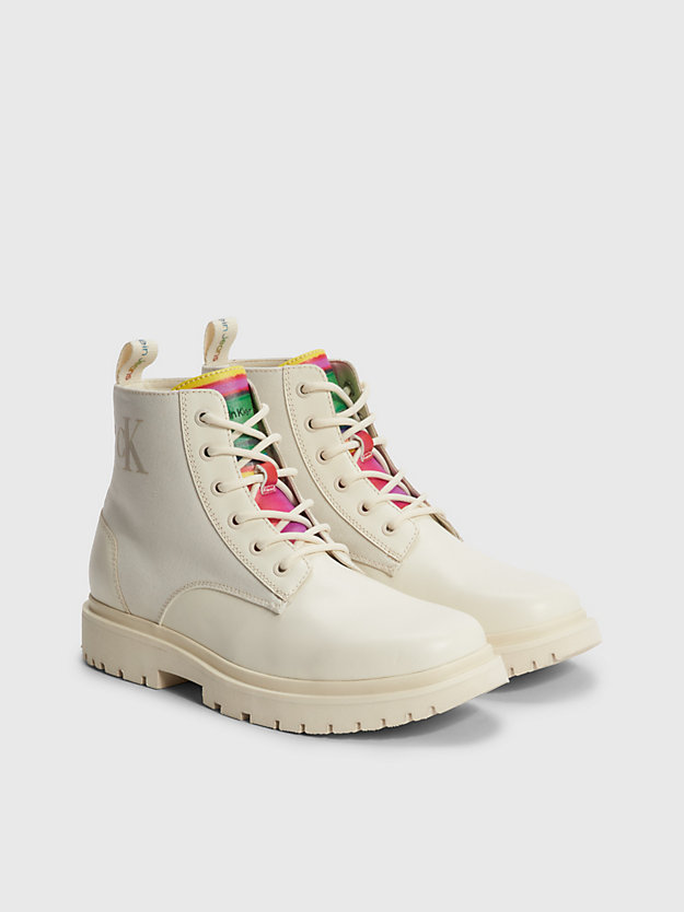 CREAMY WHITE Leather Boots - Pride for women CALVIN KLEIN JEANS