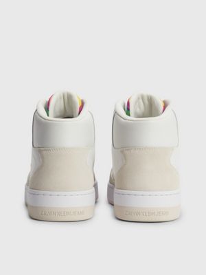 CREAMY WHITE / WHITE Leather High-Top Trainers - Pride for women CALVIN KLEIN JEANS