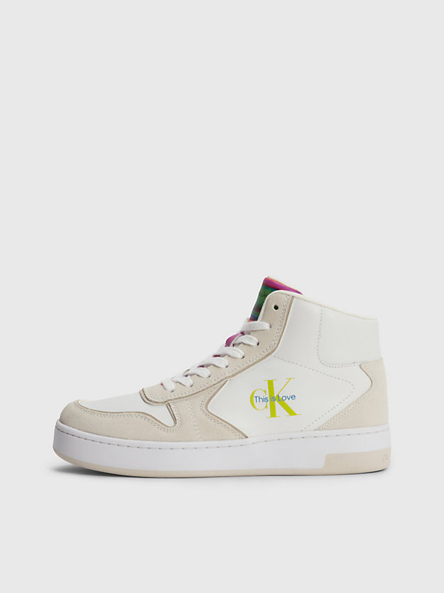 CREAMY WHITE / WHITE Leather High-Top Trainers - Pride for women CALVIN KLEIN JEANS