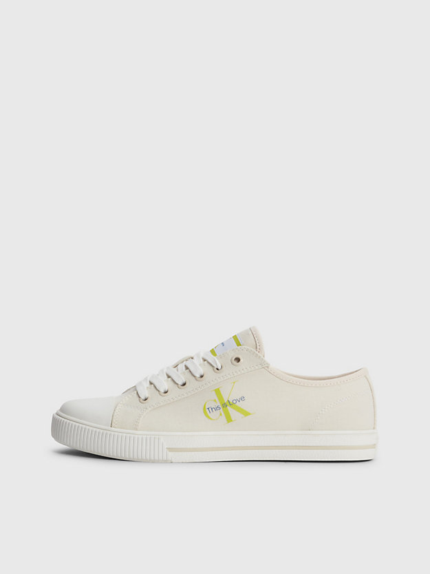 CREAMY WHITE Recycled Canvas Trainers - Pride for women CALVIN KLEIN JEANS