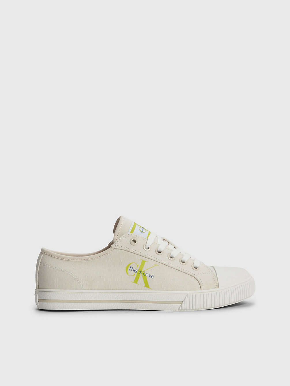 CREAMY WHITE Recycled Canvas Trainers - Pride undefined women Calvin Klein