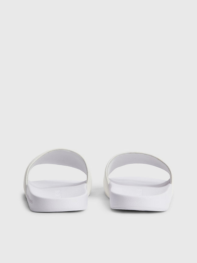 white recycled canvas logo sliders - pride for women calvin klein jeans