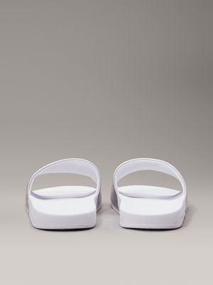 bright white/silver pearlised logo sliders for women calvin klein jeans