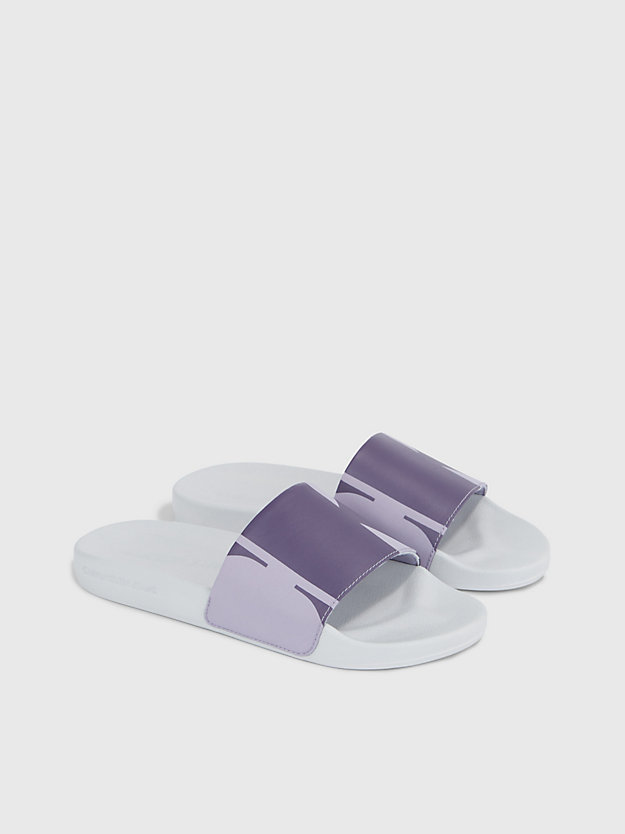 oyster mushroom/lavender /purple v gerecyclede sliders met logo voor dames - calvin klein jeans